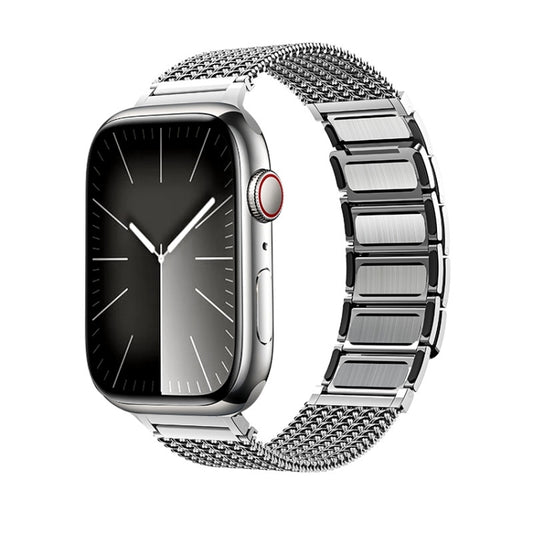 Magnetic Clasp Braided Chain Stainless Steel Watch Band, For Apple Watch SE 2023 44mm, For Apple Watch SE 2023 40mm, For Apple Watch Ultra 2 49mm, For Apple Watch Series 9 45mm, For Apple Watch Series 9 41mm, For Apple Watch Ultra 49mm