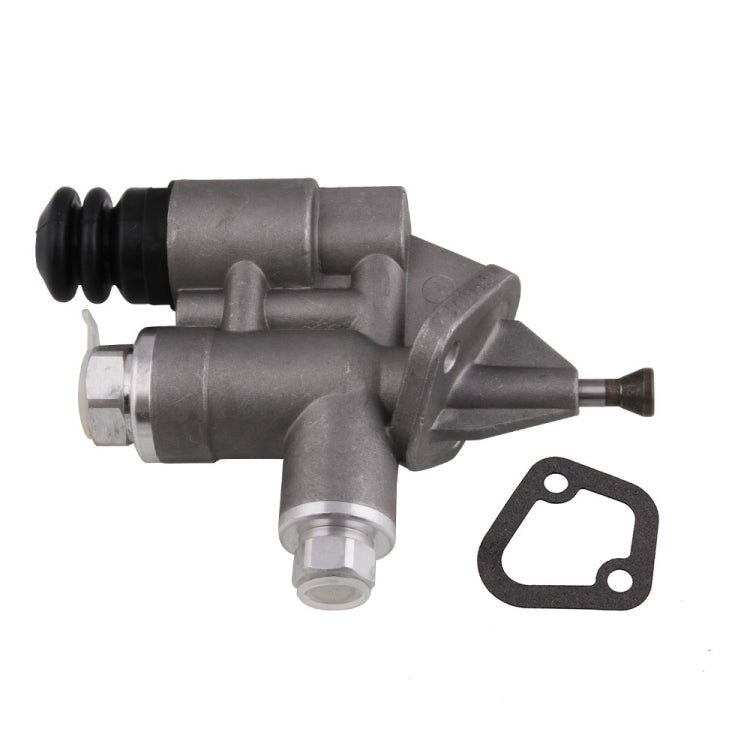 Car fuel pump with gray body, black boot, and included paper gasket