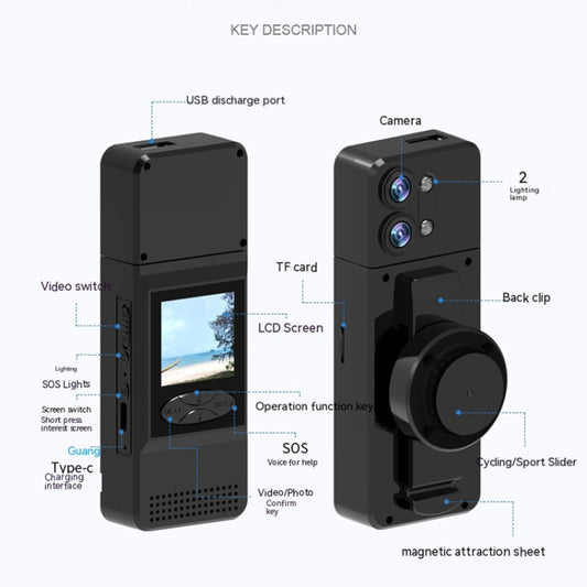 A3 1.5 inch Color Screen 180 Degree Rotation HD Outdoor Sports Recorder, A3