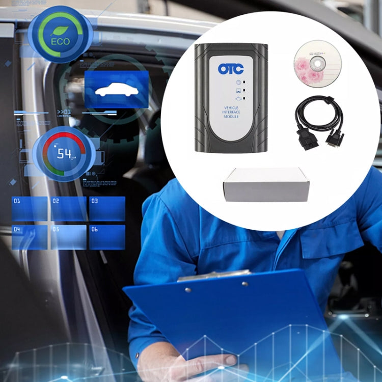OTC vehicle interface module with included diagnostic cables, front view