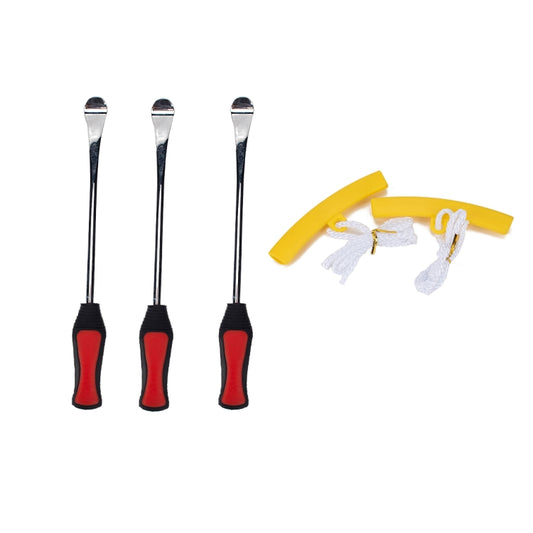 5 in 1 Car / Motorcycle Tire Repair Tool Spoon Tire Spoons Lever Tire Changing Tools with Yellow Tyre Protector, A2978 5 in 1