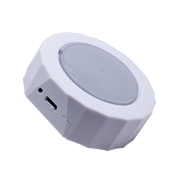 White USB car LED reading light with round lens and side USB port
