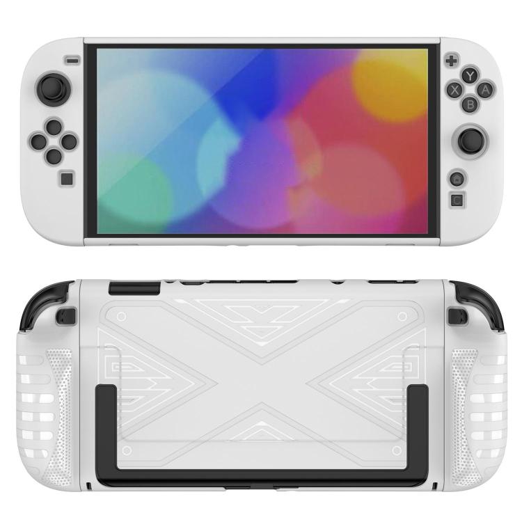 White detachable X-pattern protective case with holder for Nintendo Switch 2 handheld