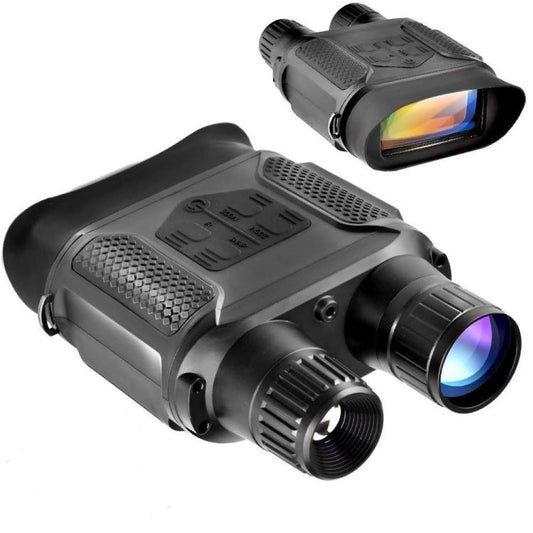 Digital night vision binocular with built-in 3-inch TFT LCD screen and dual eyepieces, black
