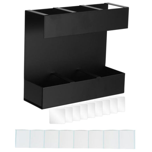 Three-grid Straw Cutlery Metal Storage Rack Kitchen Organizer, without Soft Magnetic Sheet, with 9pcs Soft Magnetic Sheet