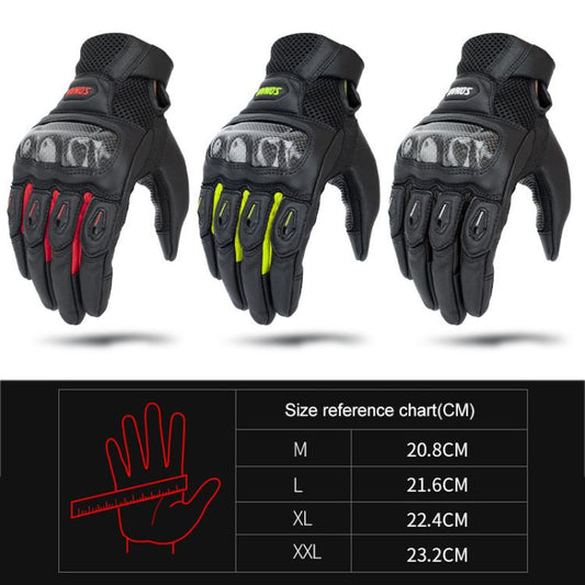 Black motorcycle gloves showing armored knuckles and protective finger panels