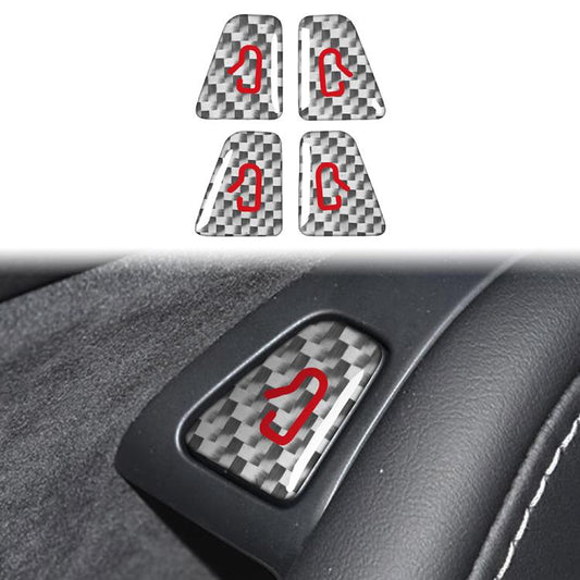 For Tesla Model 3 2019-2023 / Y 2019-2024 4pcs/Set Carbon Fiber Car Door Switch Decorative Sticker with Label, For Tesla Model 3 2019-2023 / Y 2019-2024 Car Door Switch