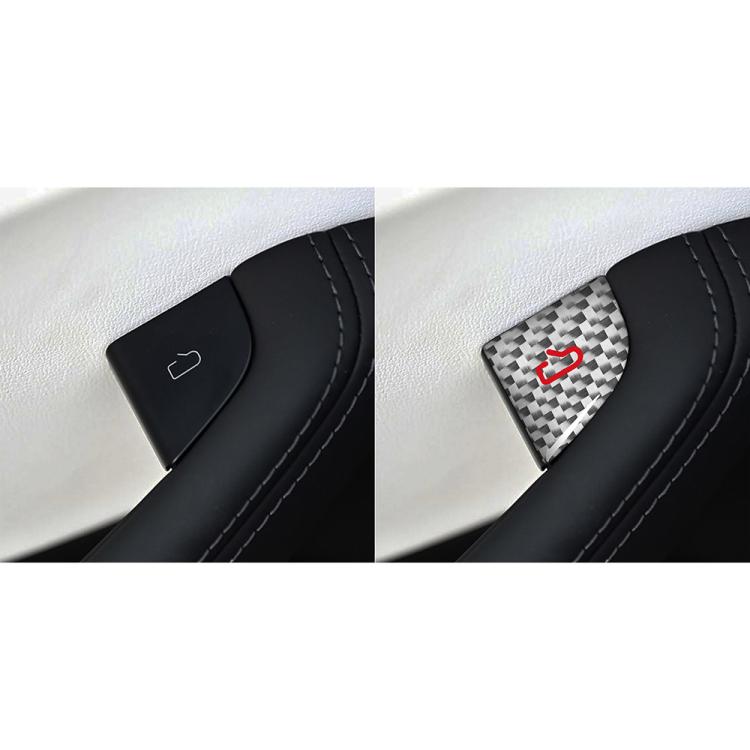 Carbon fiber door switch stickers applied, checker pattern with red icon