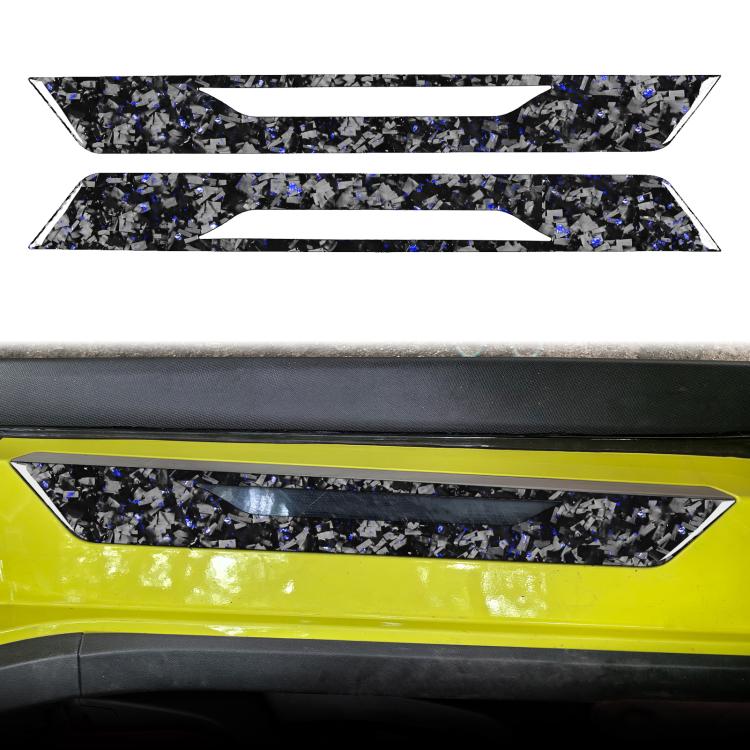 Car threshold sticker set, carbon-fiber look with blue flecks (left/right)