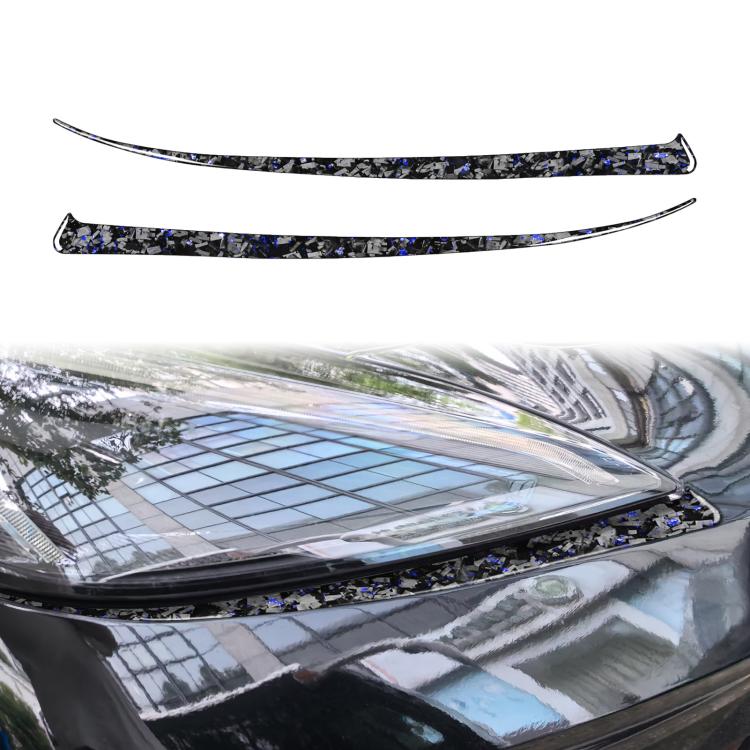 Carbon fiber look headlight trim sticker set with red speckled foil, two-piece