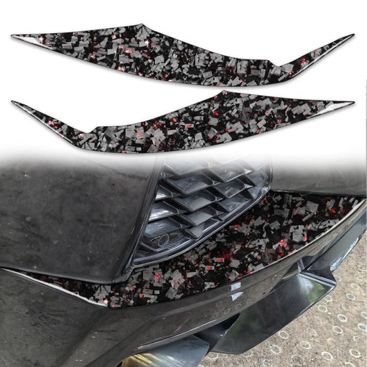 2-piece rear air vent decorative sticker set, black carbon fiber with red foil pattern (left/right)