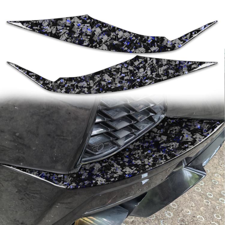 2-piece rear air vent decorative sticker set, black carbon fiber with blue foil flecks (left/right)