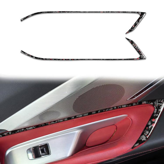 Car door decorative sticker set: two carbon-fiber curved pieces