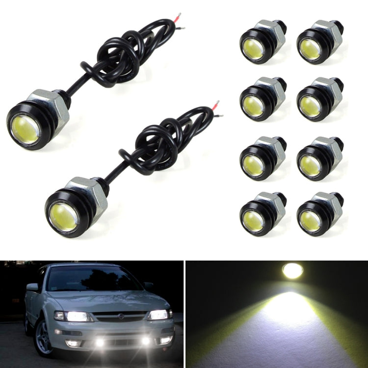 10-pack 18mm double-lens motorcycle LED eagle eye lights, black housings, yellow glow