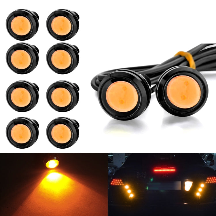 23mm double-lens motorcycle eagle eye light set, red glow, black housings, 10-pack
