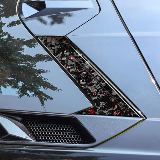 Car roof camera decorative strip, carbon-fiber pattern with red and black accents