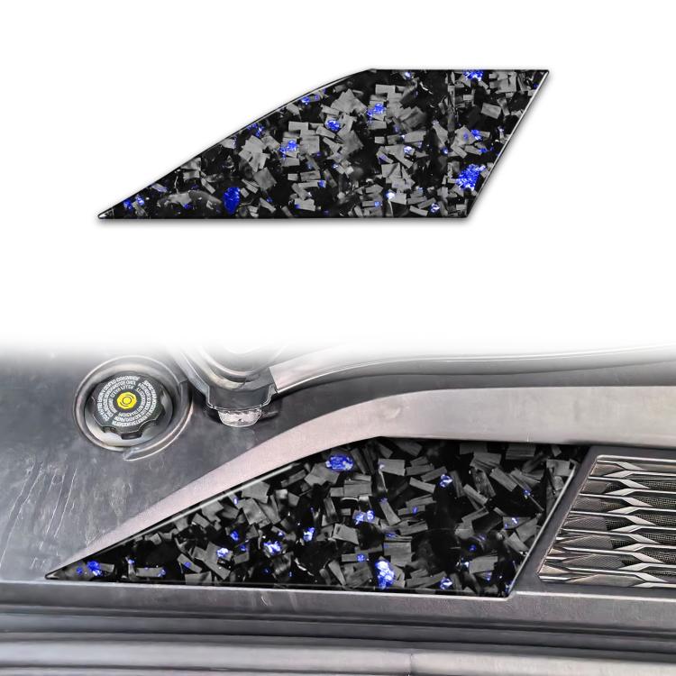 Right front storage vent decorative sticker with black carbon fiber look and blue accents