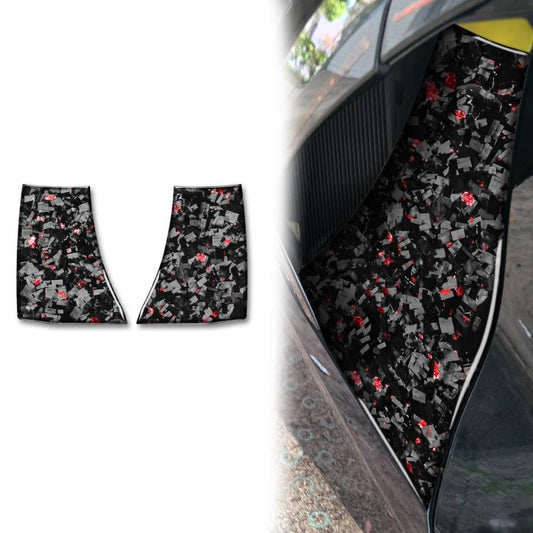 2-piece exhaust port decorative sticker set, black with red foil shards (left/right)