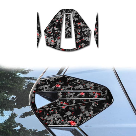 Carbon fiber rear roof camera decorative sticker set, black with red foil details
