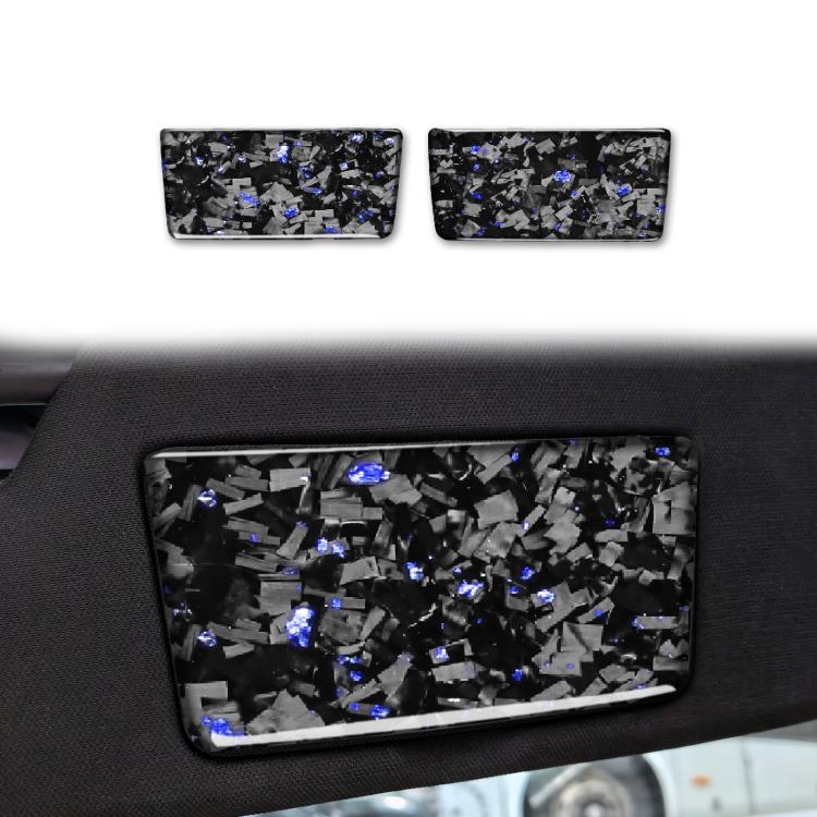 Set of 2 black makeup mirror panel stickers with blue foil confetti pattern
