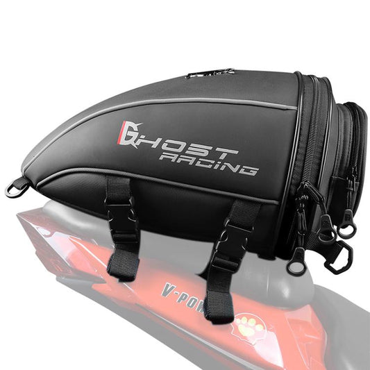 GHOST RACING GR-CWB06 PU Leather Motorcycle Tail Bag Rear Seat Travel Bag Backpack