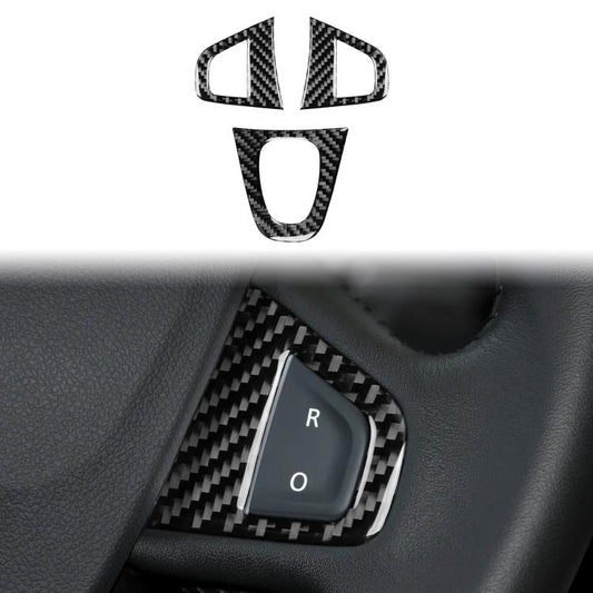 Carbon fiber steering wheel button sticker set, black, with R/O button trim