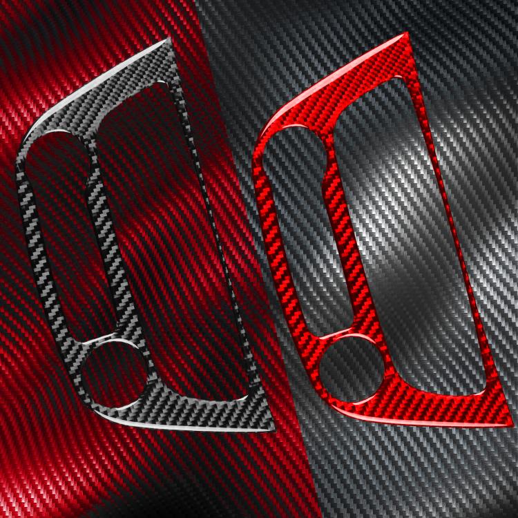 Red carbon-fiber style air conditioner panel trim sticker set with matching black backing