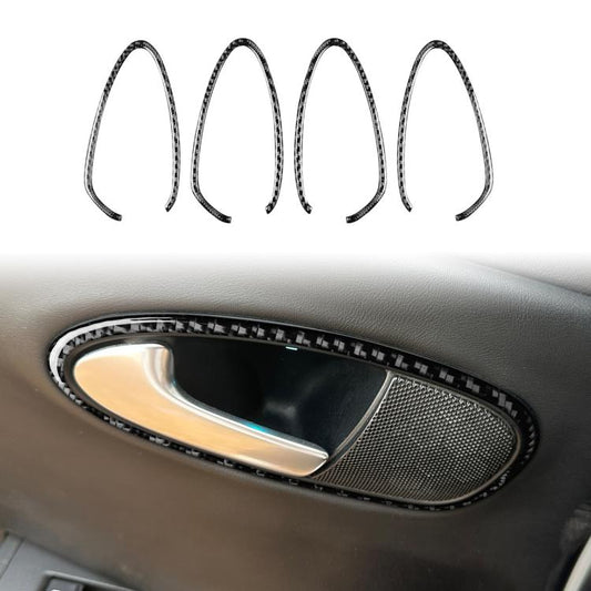 Set of 4 black carbon-fiber style inner door handle panel stickers