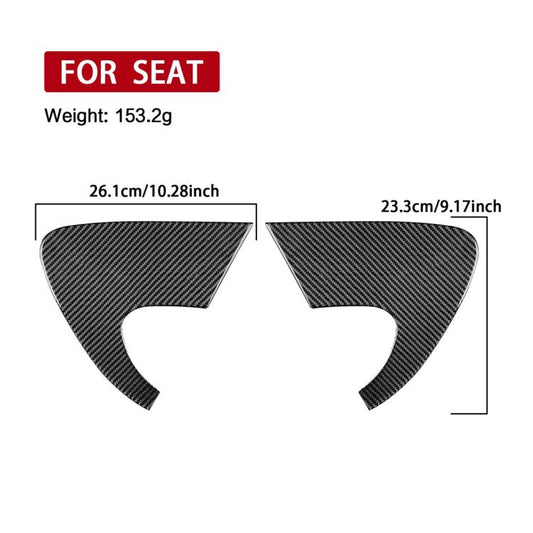 Carbon fiber rear triangle window stickers set, black pair with cutout center