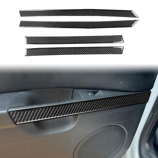 Car door panel decorative sticker set, 4 black carbon-fiber style strips