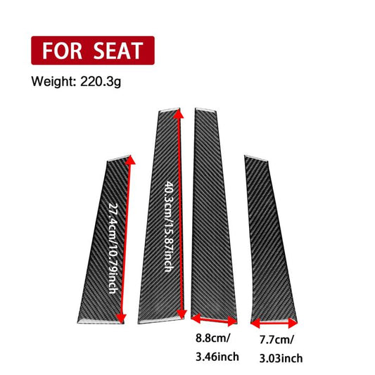 4-piece carbon fiber B-pillar decorative sticker set, four black carbon-texture strips