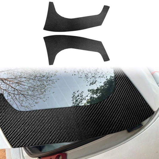 Black carbon-fiber style rear windshield decorative sticker set (left and right)