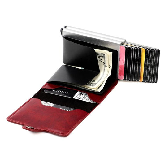 KB251 Oil Wax Texture Double Layer Aluminum Alloy RFID Card Bag