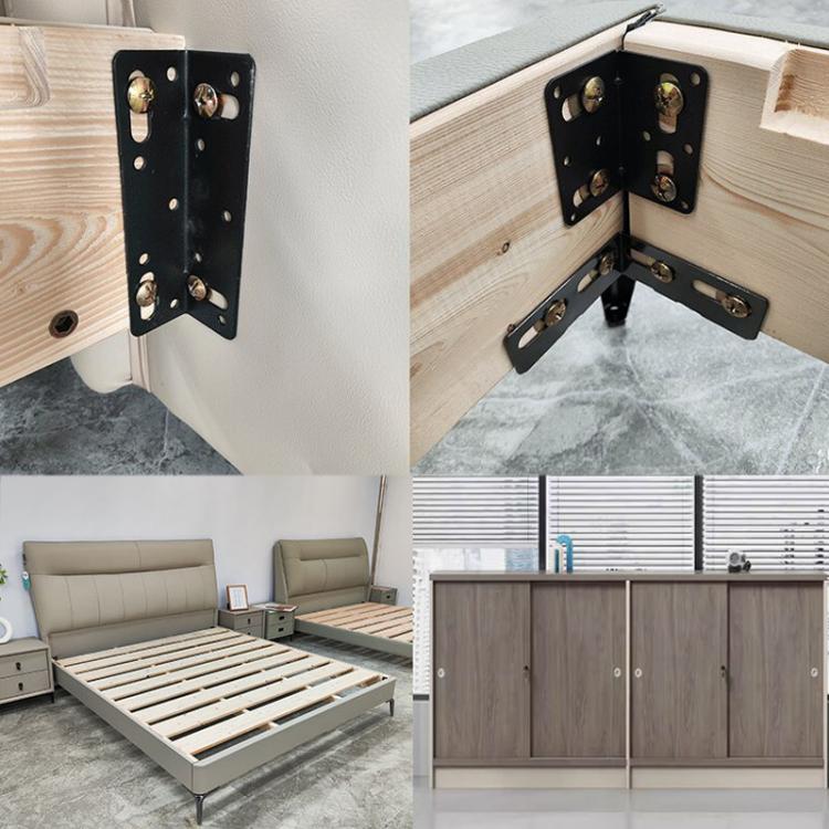 Stainless steel L-shaped corner hinge bracket set with large and small screw holes