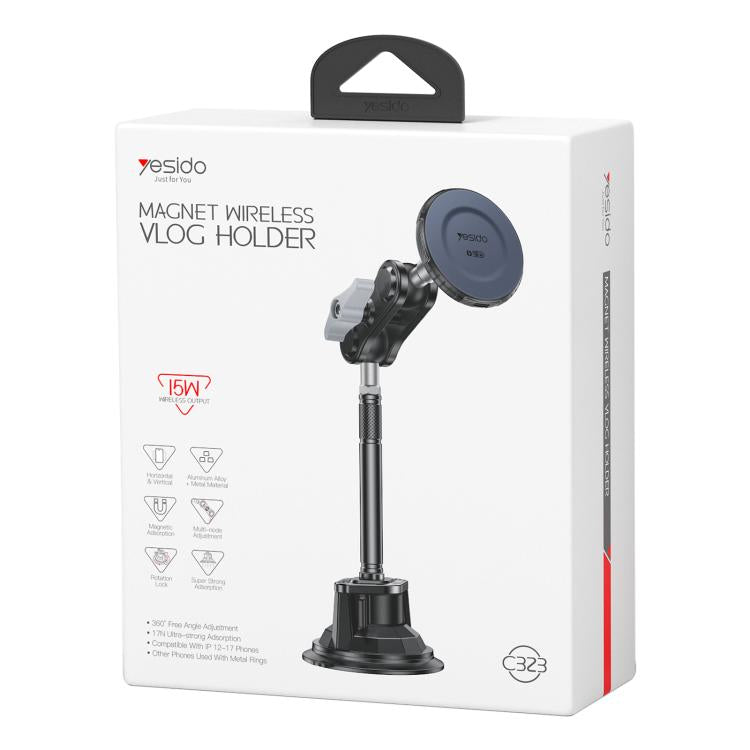 Yesido magnet wireless vlog holder retail box with suction mount and magnetic charging disk