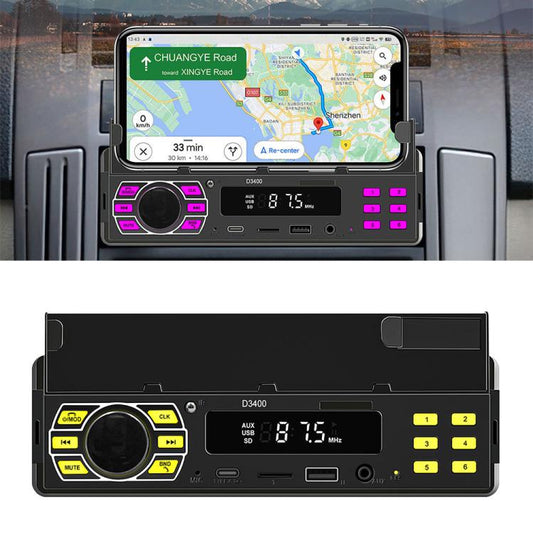Universal Single-DIN Car Bluetooth MP3 Player FM Radio with Phone Holder