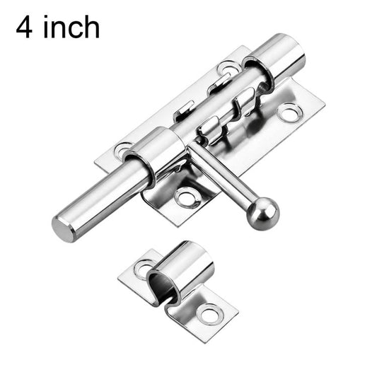 Stainless steel slide bolt door lock with ball handle and lock hole, 4-inch