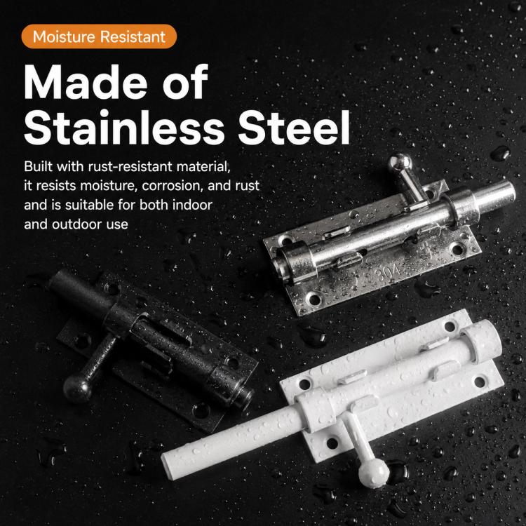 Stainless steel door slide bolt lock set with ball handles in silver and black