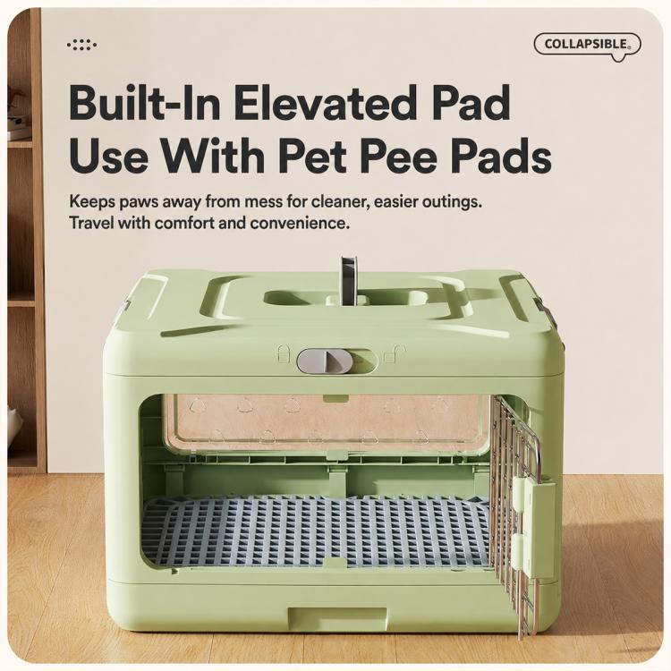 Portable Foldable Pet Carrier Crate with Ventilated Mesh