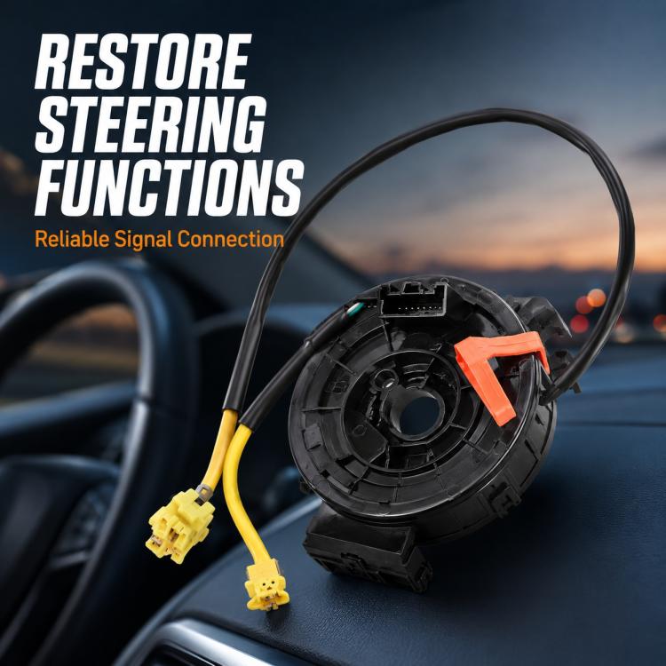 Steering wheel clock spring spiral cable with yellow connectors and orange tab