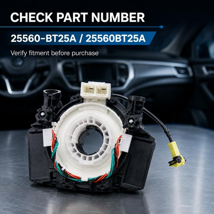 Steering wheel clock spring spiral cable assembly with white core and yellow electrical plug