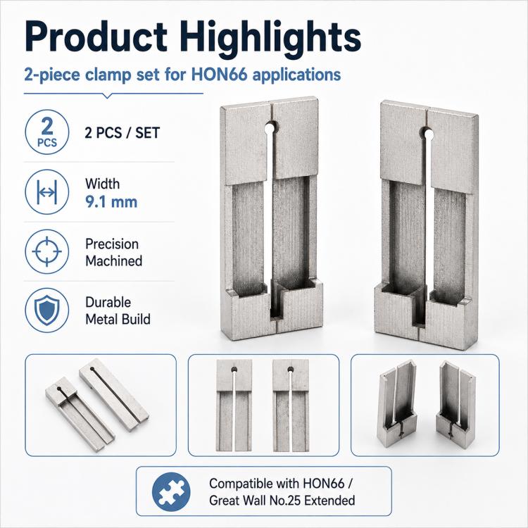 Key duplicating fixture clamps, 2-piece set with included metal clamp parts