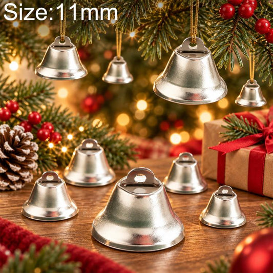 Silver metal open bell trumpet bells with hanging loops, 11mm size