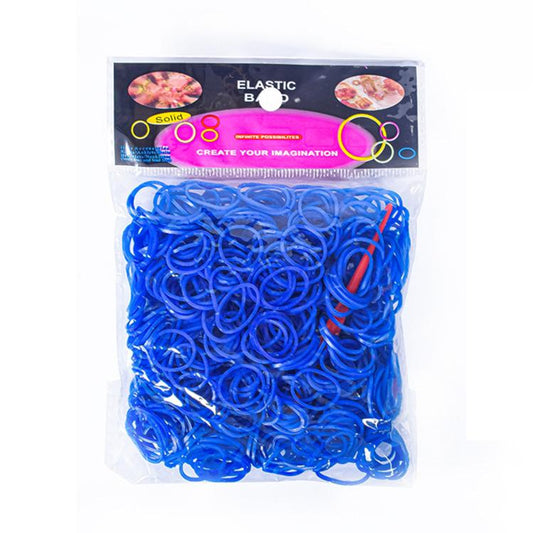 Rubber band bracelet making kit with dark blue elastic bands, 600-piece pack