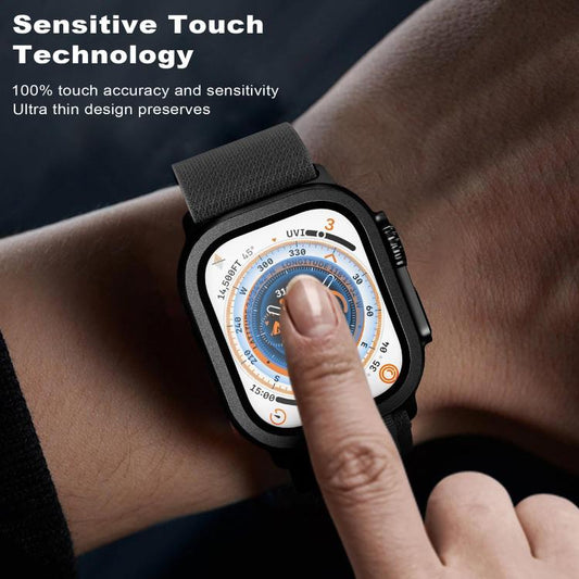 xDfind 2PCS Titanium Alloy Frame Integrated 9H Tempered Glass Watch Film, For Apple Watch Ultra 4 / 3 / 2 / 1 49mm