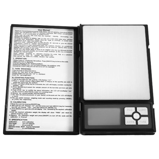 MH-1108 Notebook Shape High Precision Electronic Diamond Gold Jewelry Scale (0.01g~500g), Excluding Batteries, MH-1108 500g