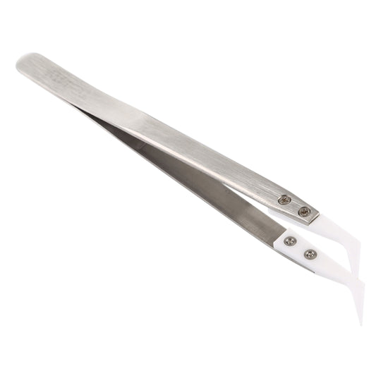 TC-14W Stainless Steel High Temperature Resistance Ceramic Tip Elbow Tweezers, TC-14W