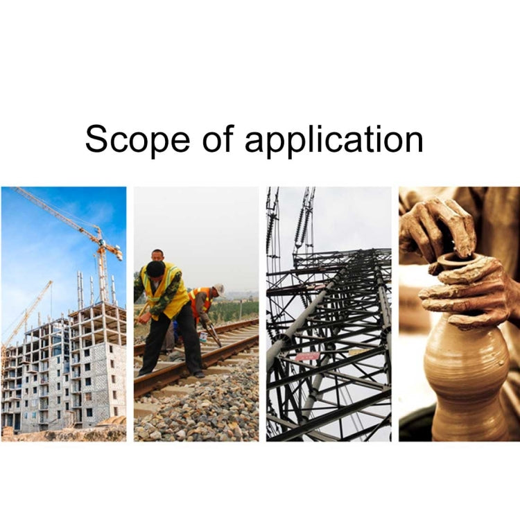 Scope of application collage with construction photos; taper gauge tool not clearly visible