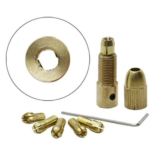 7 PCS/Set Brass 0.5-3mm Small Electric Drill Bit Collet Micro Twist 5.05mm Drill Chuck Set with Wrench, 5.05mm