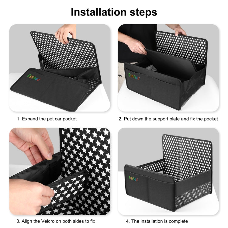 Pet car dog basket installation steps, assembling star-pattern pocket and support plate